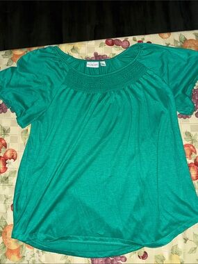 77 Kim Rogers Size S Green Women Blouse 65% polyester